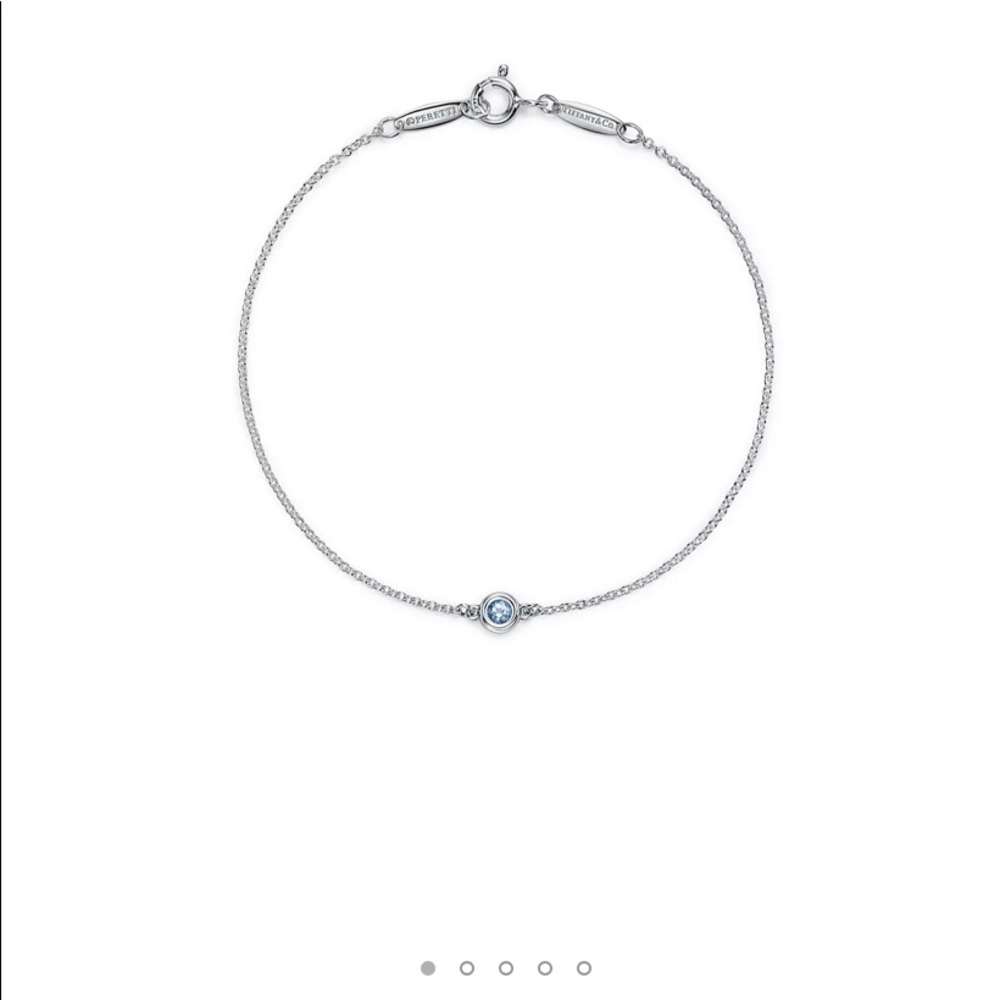 Tiffany & Co Elsa Peretti Color by the Yard Aquamarine in Silver Bracelet. New!